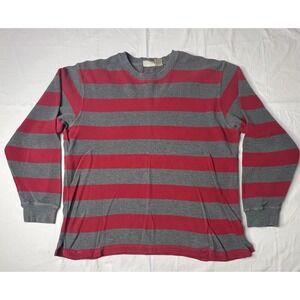 LL‎ Bean Sweatshirt Men Extra Large Red Pullover Crew Neck Textured 100% Cotton